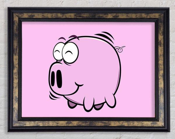 Happy Pig Smiling Pink Framed Print