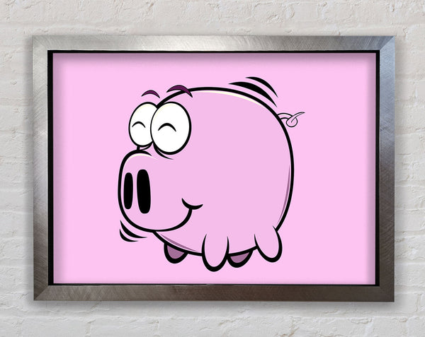 Happy Pig Smiling Pink Framed Print