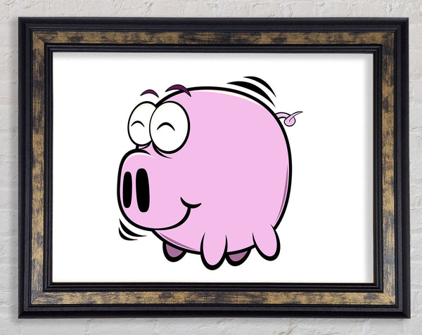 Happy Pig Smiling White Framed Print