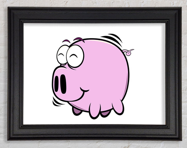 Happy Pig Smiling White Framed Print