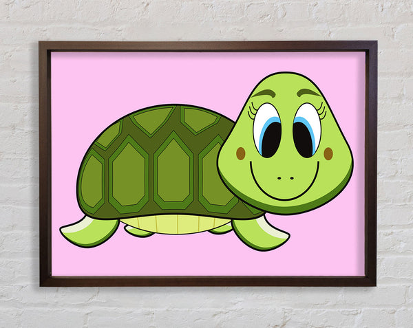 Happy Turtle Pink Framed Print