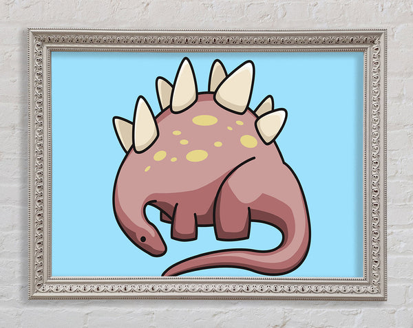 Herbivore Dinosaur Baby Blue Framed Print
