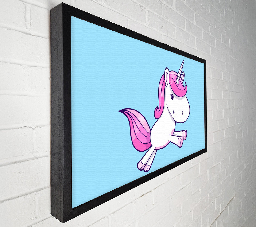  A Canvas Print of Leaping Unicorn Baby Blue Canvas Art