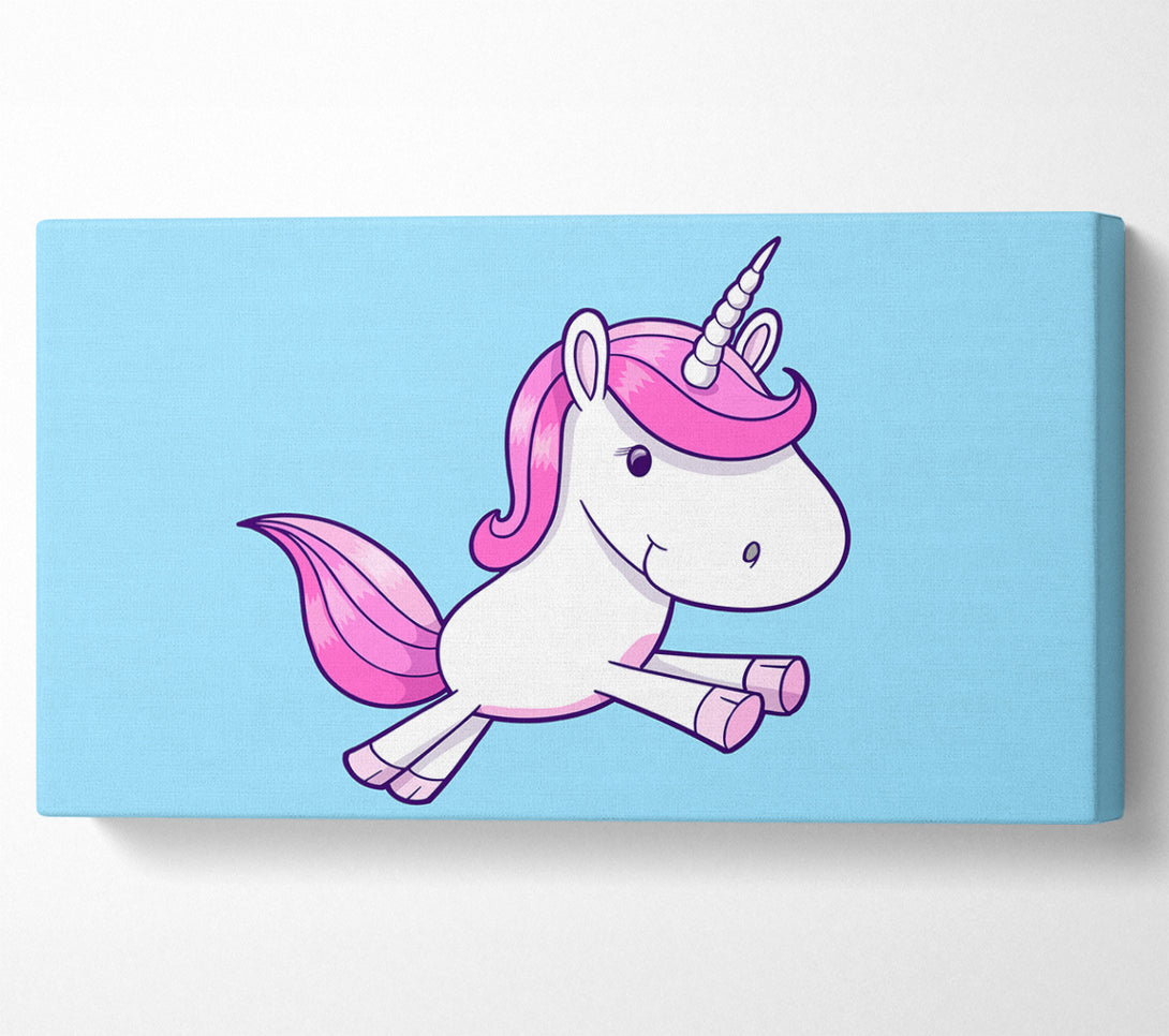  A Canvas Print of Leaping Unicorn Baby Blue Canvas Art