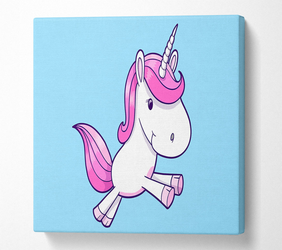  A Canvas Print of Leaping Unicorn Baby Blue Canvas Art