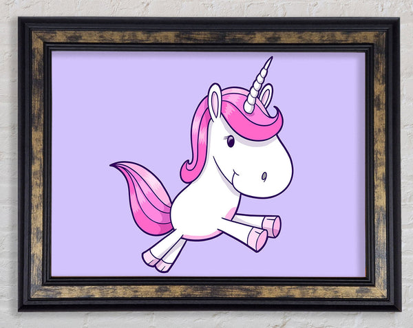 Leaping Unicorn Lilac Framed Print