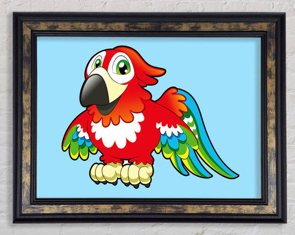 Little Parrot Baby Blue Framed Print