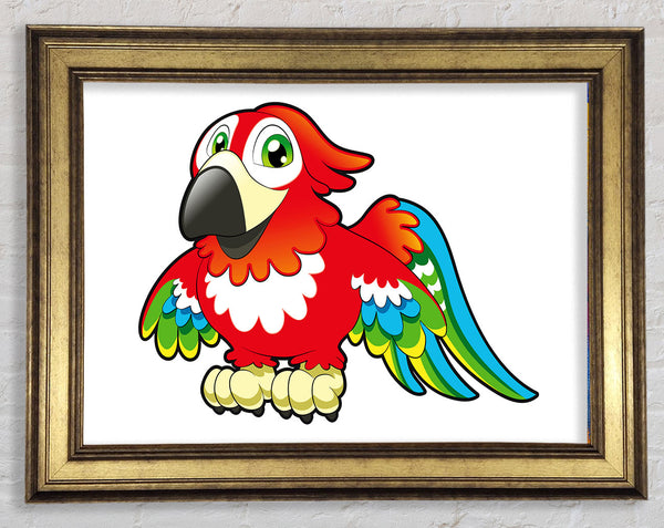 Little Parrot White Framed Print