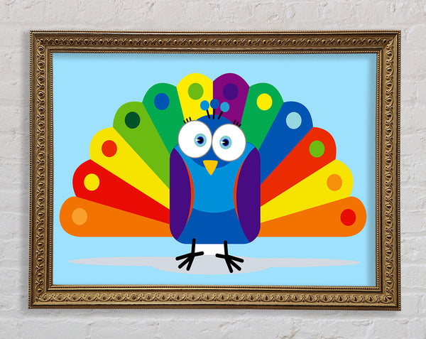 Little Peacock Baby Blue Framed Print