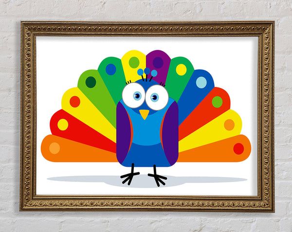Little Peacock White Framed Print