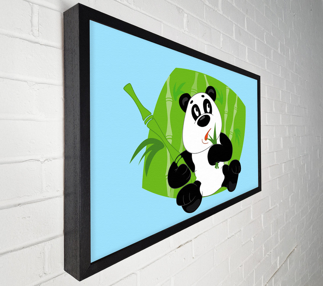  A Canvas Print of Panda Eating Bamboo Baby Blue Canvas Art