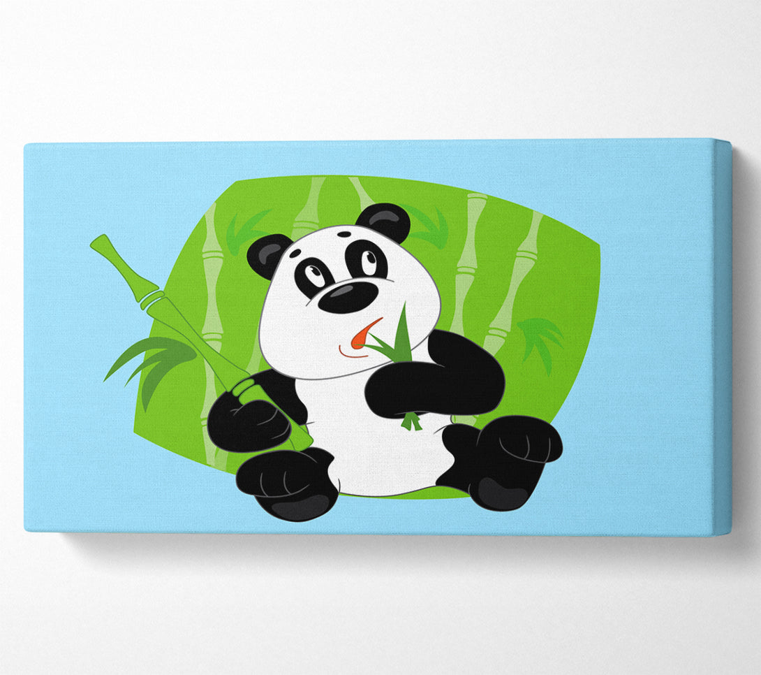  A Canvas Print of Panda Eating Bamboo Baby Blue Canvas Art
