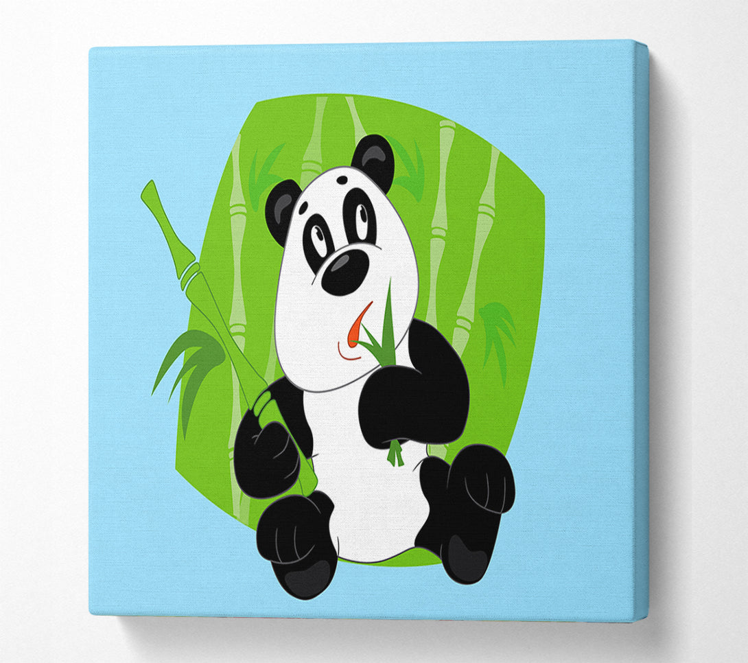 A Canvas Print of Panda Eating Bamboo Baby Blue Canvas Art
