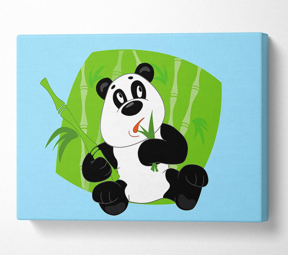  A Canvas Print of Panda Eating Bamboo Baby Blue Canvas Art