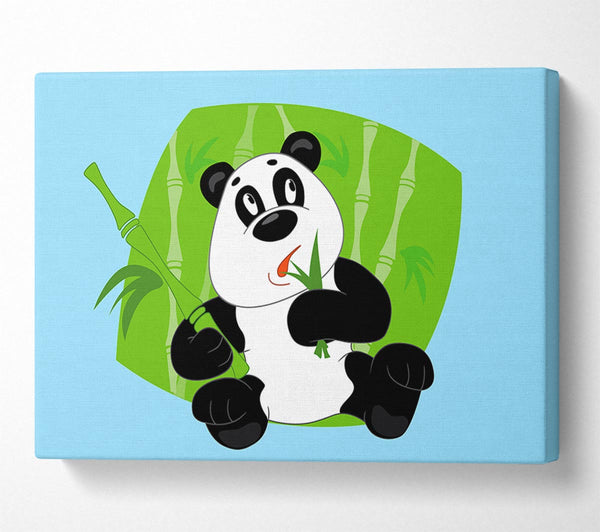  A Canvas Print of Panda Eating Bamboo Baby Blue Canvas Art