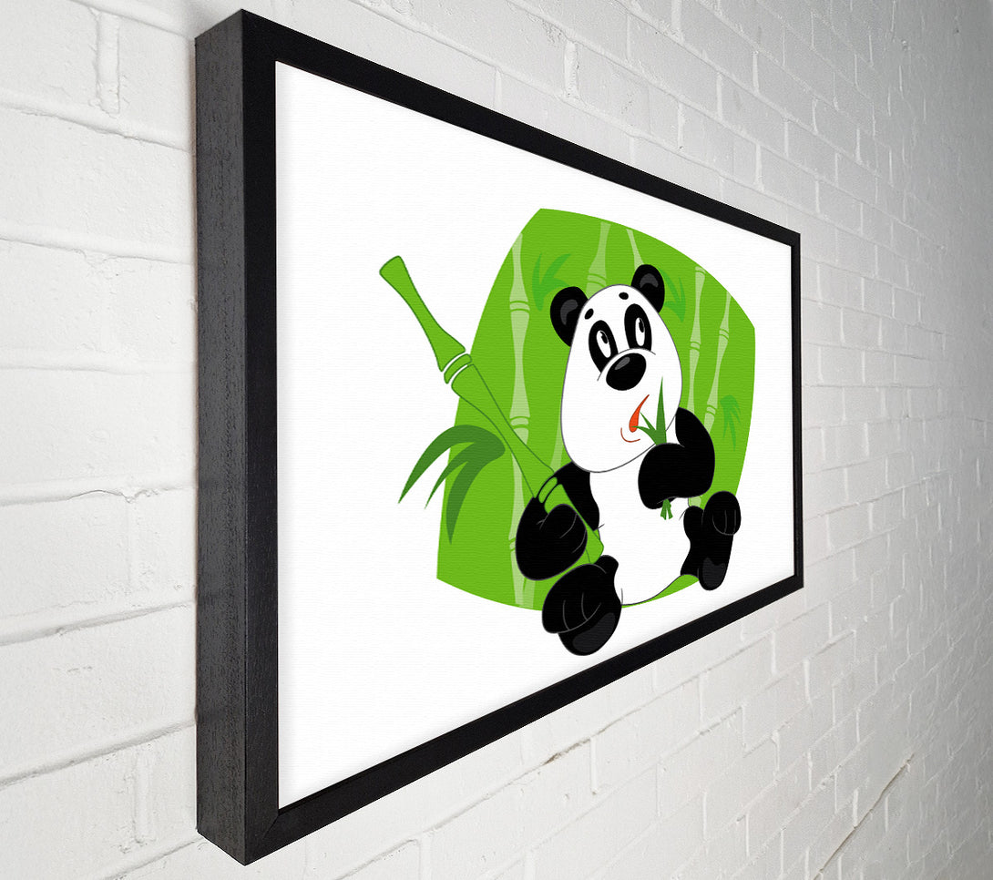  A Canvas Print of Panda Eating Bamboo White Canvas Wall Art