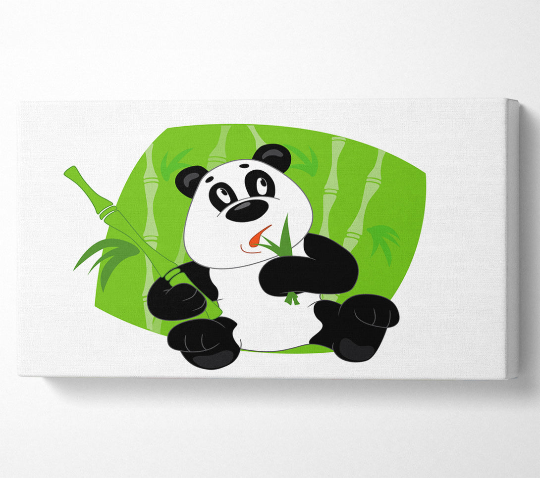  A Canvas Print of Panda Eating Bamboo White Canvas Wall Art