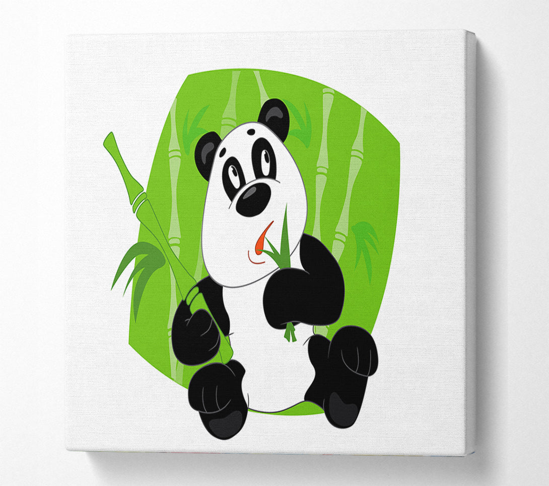  A Canvas Print of Panda Eating Bamboo White Canvas Wall Art