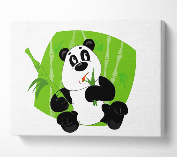  A Canvas Print of Panda Eating Bamboo White Canvas Wall Art