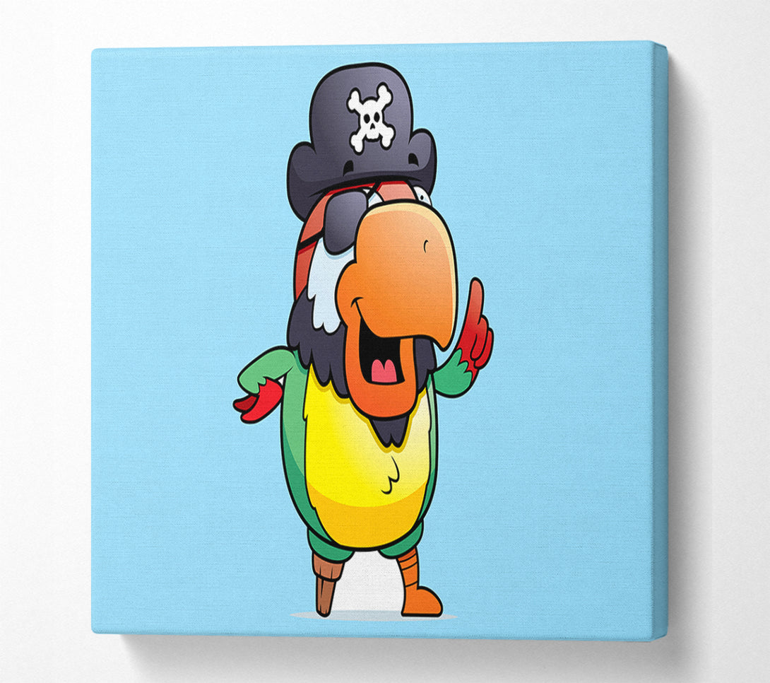  A Canvas Print of Pirate Parrot Eyepatch Baby Blue Canvas Print