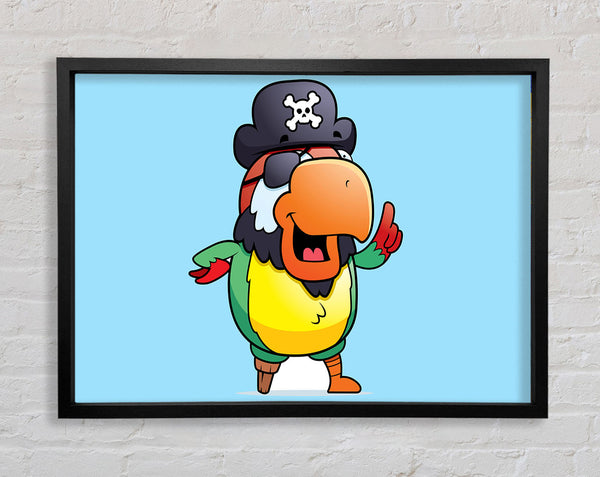 Pirate Parrot Eyepatch Baby Blue Framed Print