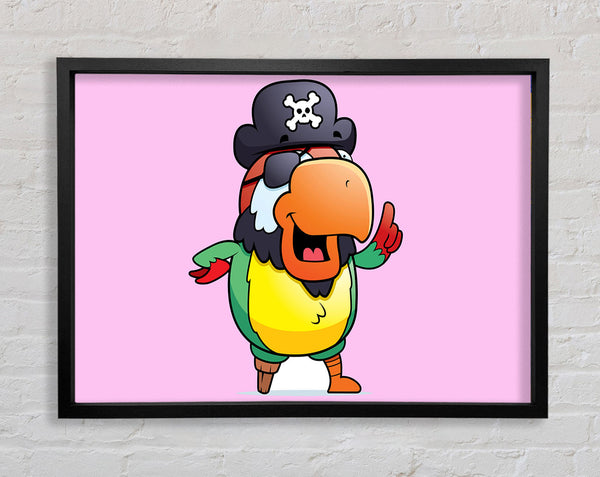 Pirate Parrot Eyepatch Pink Framed Print