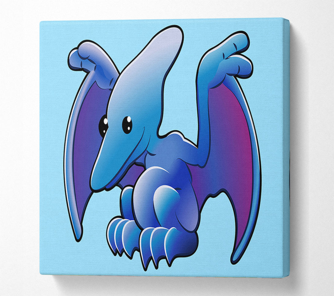  A Canvas Print of Pterodactyl Dinosaur Baby Blue Canvas Art
