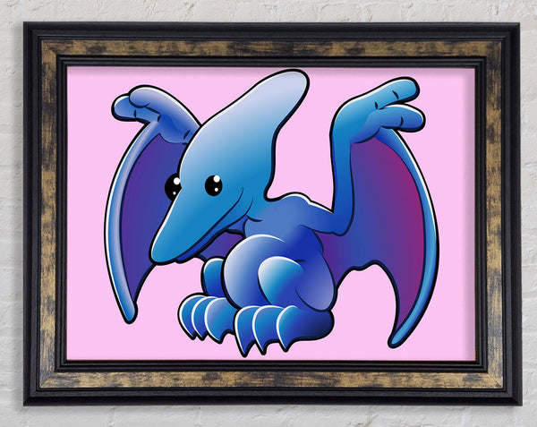 Pterodactyl Dinosaur Pink Framed Print