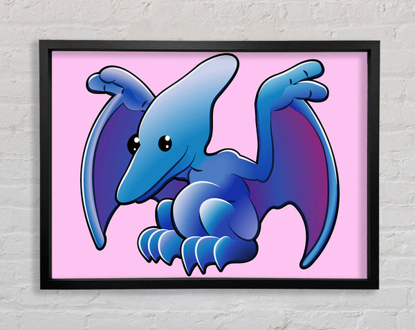 Pterodactyl Dinosaur Pink Framed Print