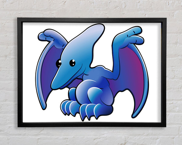 Pterodactyl Dinosaur White Framed Print