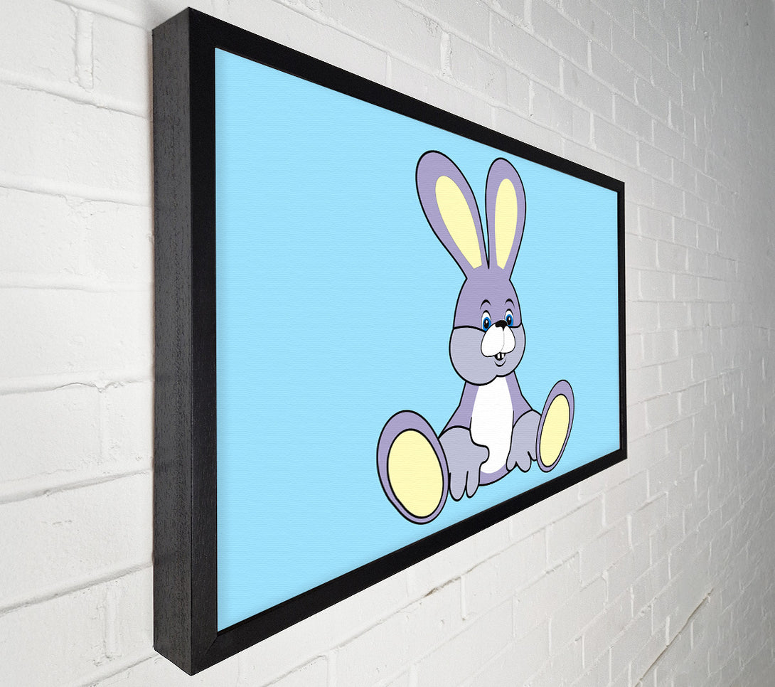  A Canvas Print of Rabbit Sitting Down Baby Blue Canvas Wall Art