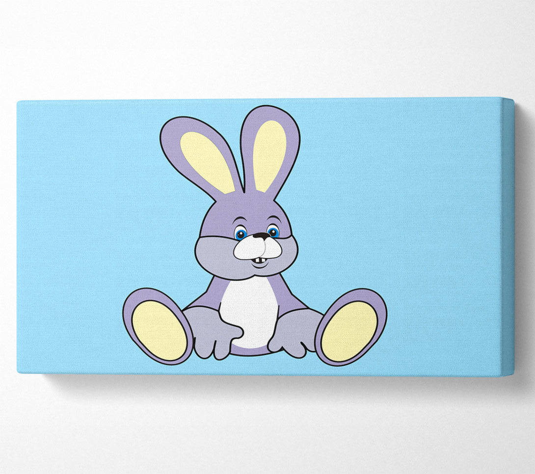  A Canvas Print of Rabbit Sitting Down Baby Blue Canvas Wall Art