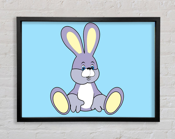 Rabbit Sitting Down Baby Blue Framed Print