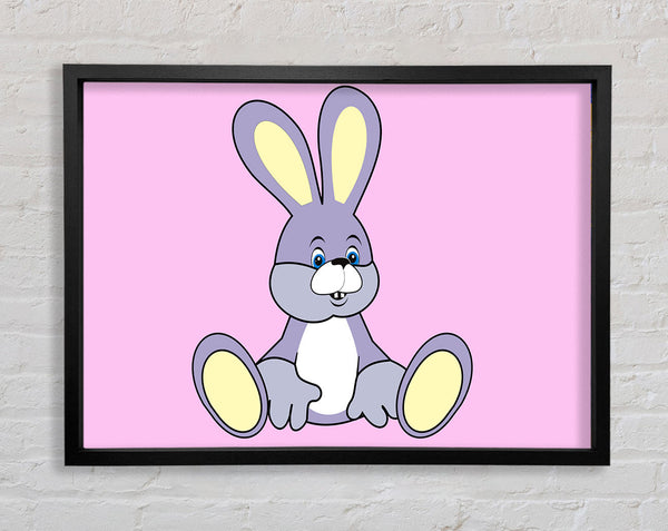 Rabbit Sitting Down Pink Framed Print