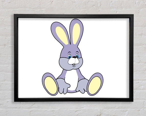 Rabbit Sitting Down White Framed Print