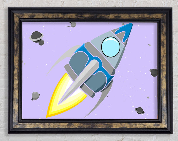 Rocket Ship Lilac Framed Print