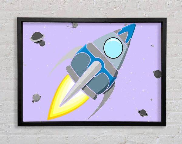 Rocket Ship Lilac Framed Print