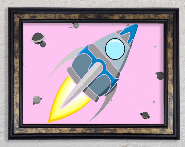 Rocket Ship Pink Framed Print