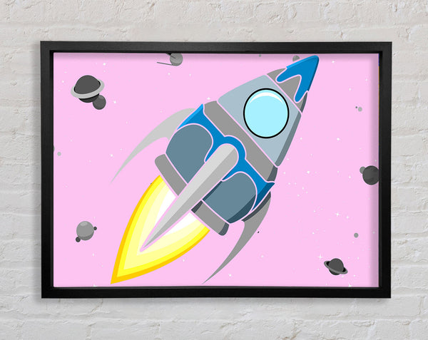 Rocket Ship Pink Framed Print