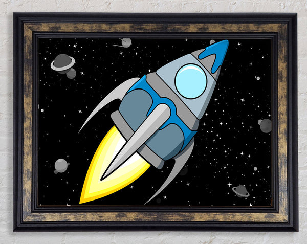 Rocket Ship White Framed Print