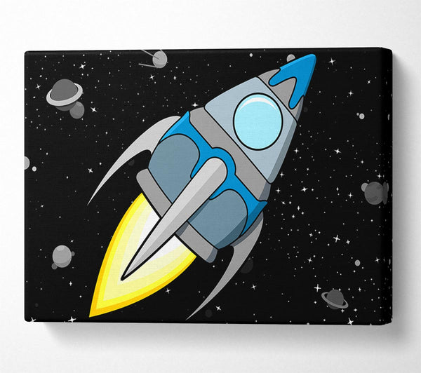  A Canvas Print of Rocket Ship White Canvas Wall Art