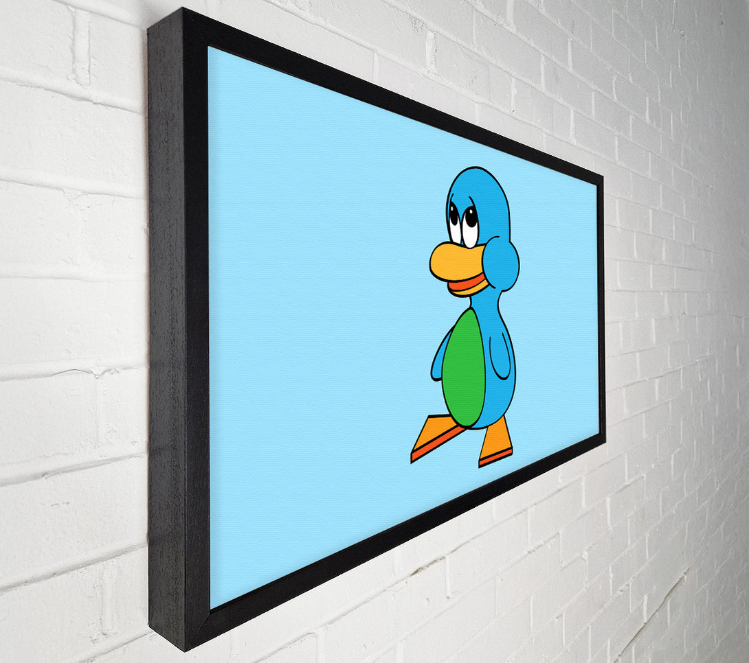  A Canvas Print of Sad Duck Baby Blue Canvas Print