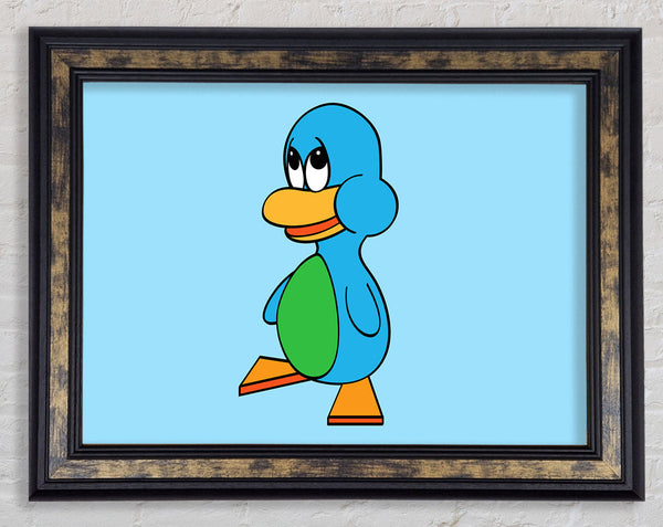 Sad Duck Baby Blue Framed Print