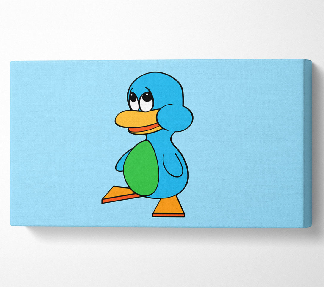  A Canvas Print of Sad Duck Baby Blue Canvas Print