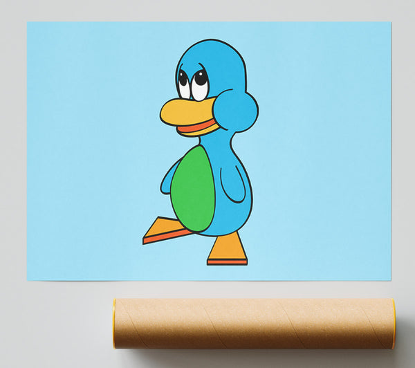 Sad Duck Baby Blue Poster