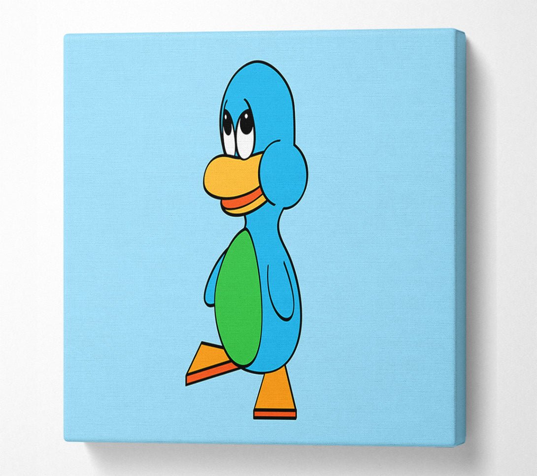  A Canvas Print of Sad Duck Baby Blue Canvas Print