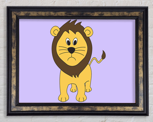 Sad Lion Lilac Framed Print