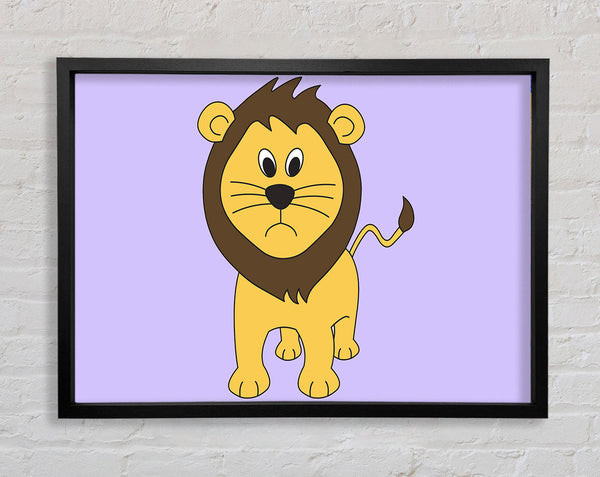 Sad Lion Lilac Framed Print