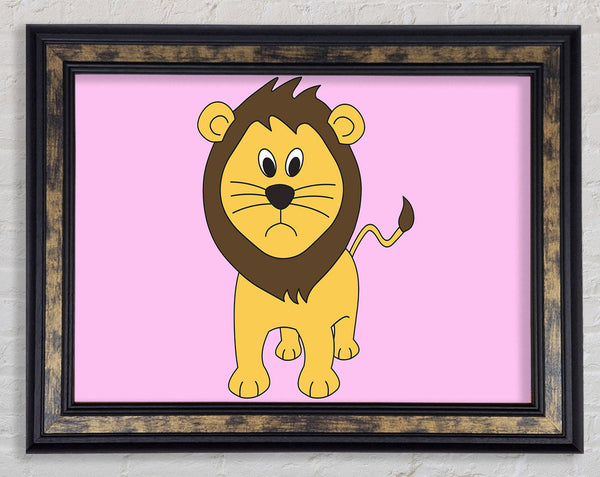 Sad Lion Pink Framed Print