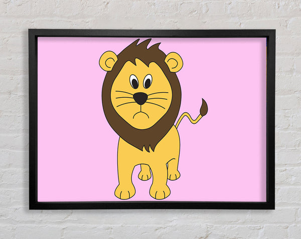 Sad Lion Pink Framed Print